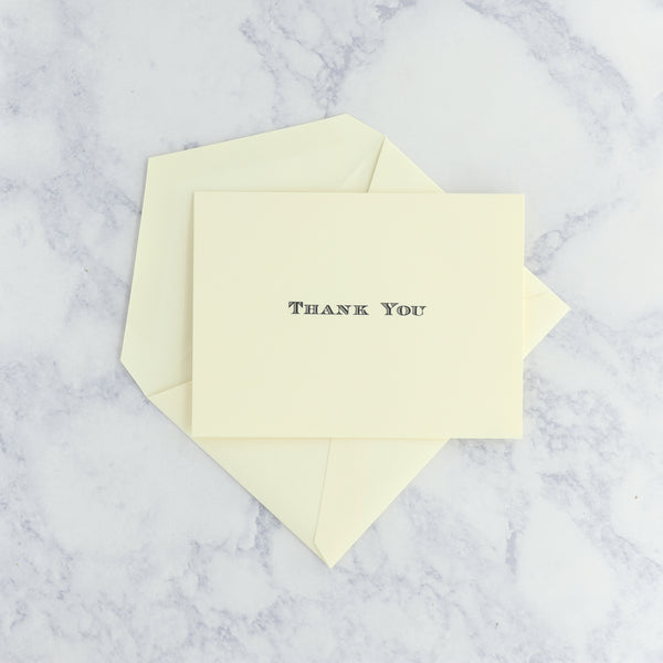 Hand Engraved Thank You Ecruwhite Kid Finish Boxed Notes (Set of 10)