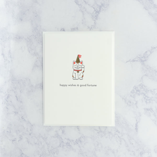 Letterpress Fortune Cat Blank Card