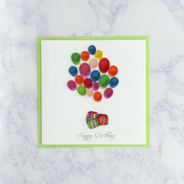 Handmade Balloons & Gifts Quilling Birthday Card