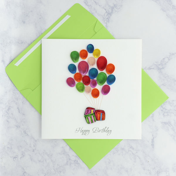 Handmade Balloons & Gifts Quilling Birthday Card