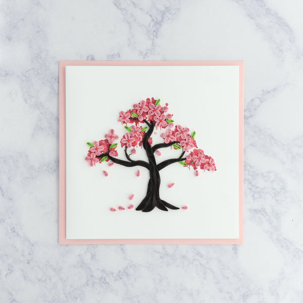 Handmade Cherry Blossom Tree Quilling Blank Card