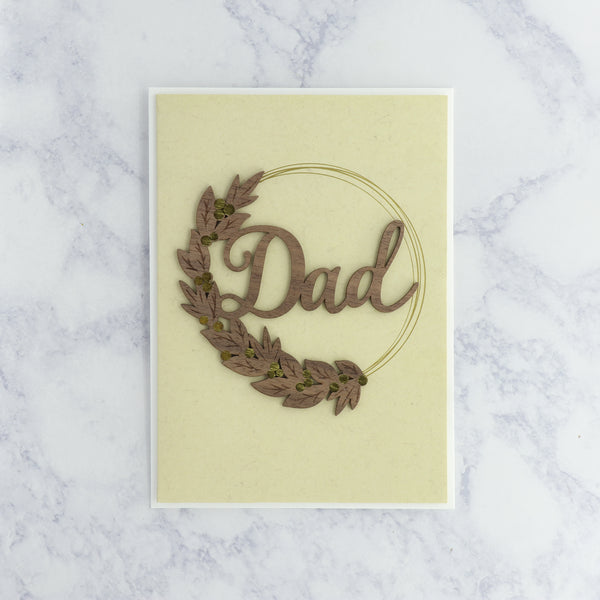 Laser-Cut Wood Foliage Wreath Birthday Card (For Dad)