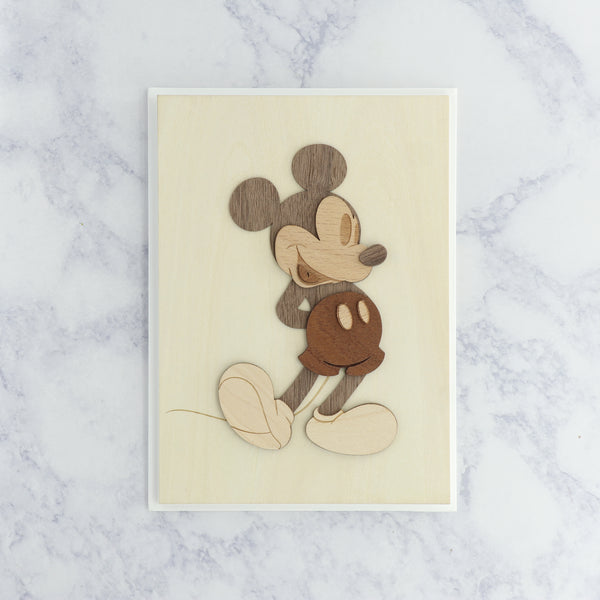 Laser-Cut Wood Mickey Mouse Birthday Card
