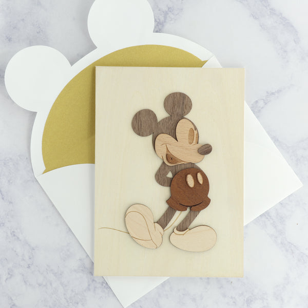 Laser-Cut Wood Mickey Mouse Birthday Card