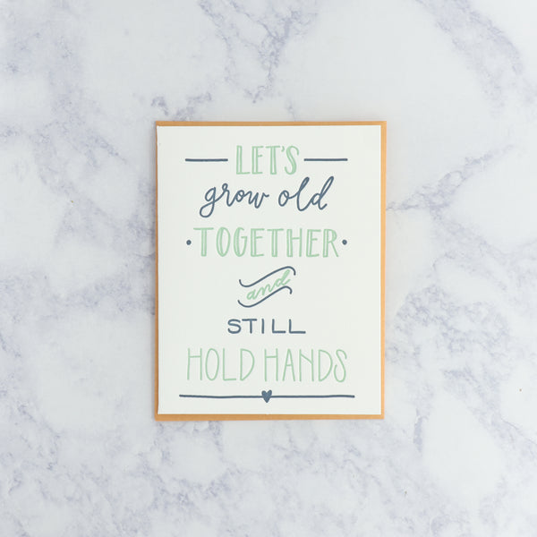 Letterpress "Hold Hands" Romance Card