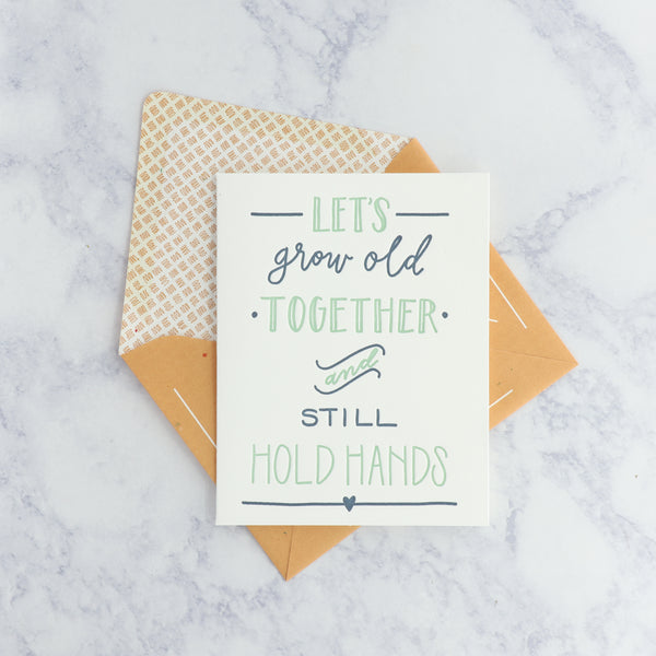 Letterpress "Hold Hands" Romance Card