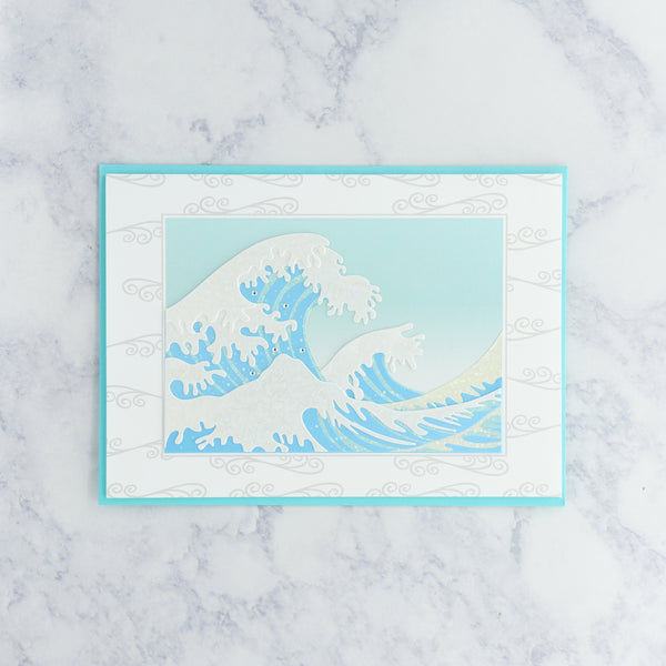 Hokusai Wave Paper Sculpture Blank Card