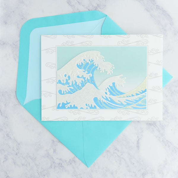 Hokusai Wave Paper Sculpture Blank Card