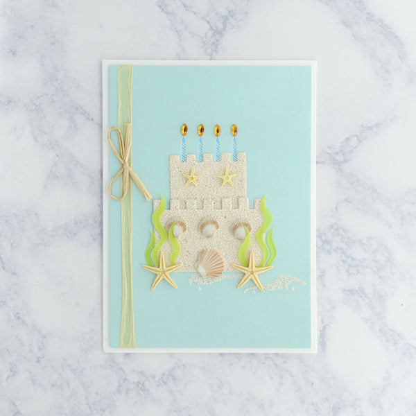 Handmade Sand Castle Cake Birthday Card
