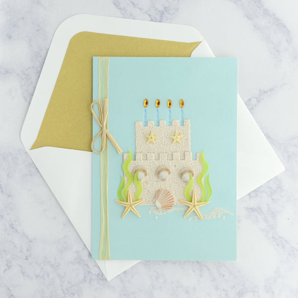 Handmade Sand Castle Cake Birthday Card