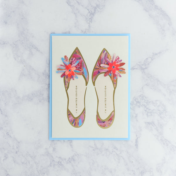 Gemmed Painterly Shoes Birthday Card