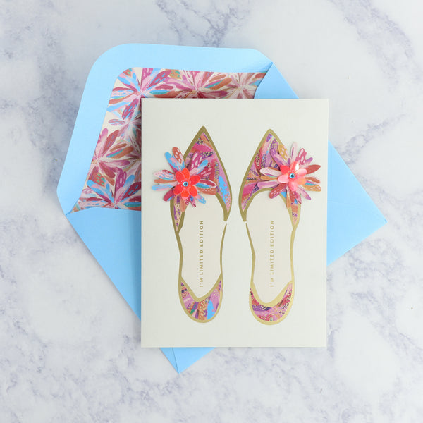Gemmed Painterly Shoes Birthday Card