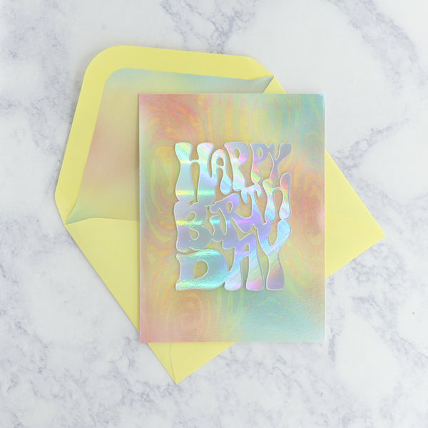 Holographic Groovy Birthday Card