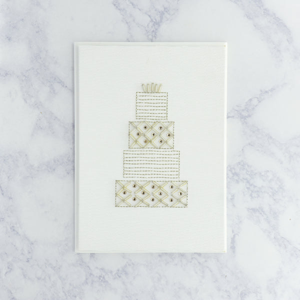 Embroidered Cake Wedding Card