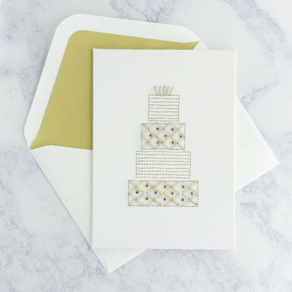 Embroidered Cake Wedding Card