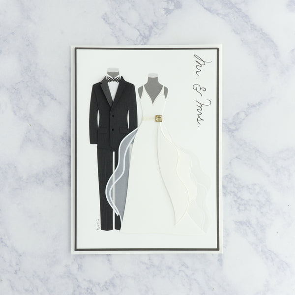 Handmade Modern Bride & Groom Wedding Card