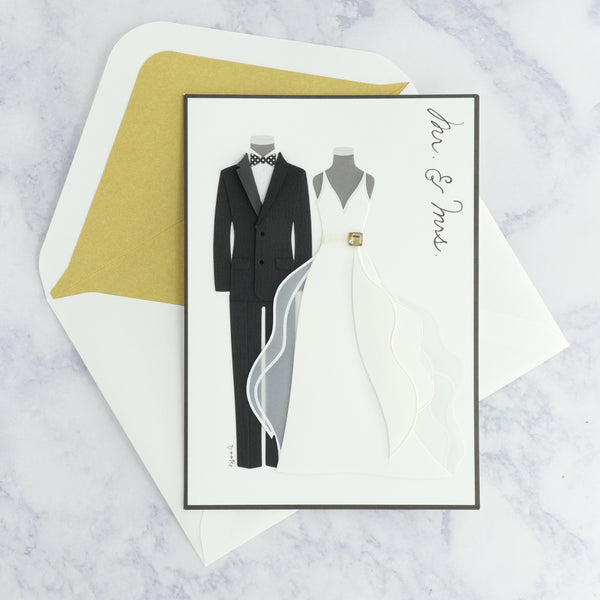 Handmade Modern Bride & Groom Wedding Card