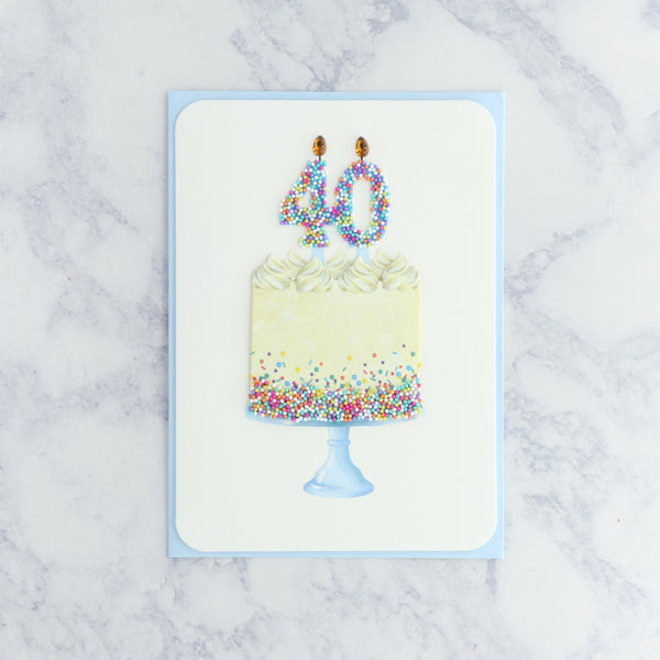 Beaded Cake 40th Birthday Card