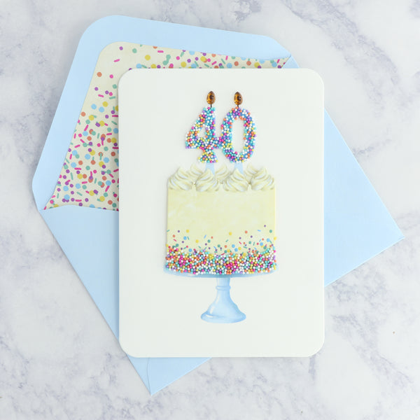 Beaded Cake 40th Birthday Card