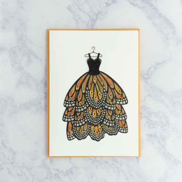 Gemmed Butterfly Dress Birthday Card