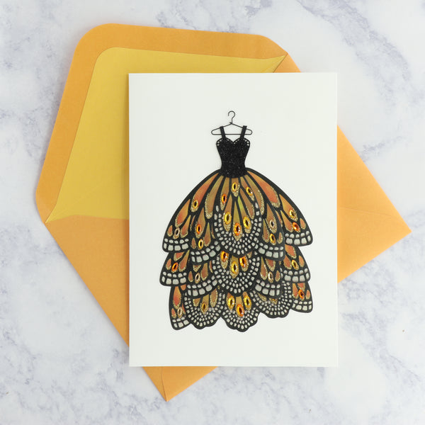 Gemmed Butterfly Dress Birthday Card