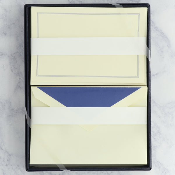 Regent Blue Triple Hairline on Ecruwhite Boxed Cards (Set of 25)