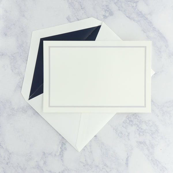 Navy Triple Hairline on Pearl White Boxed Cards (Set of 25)