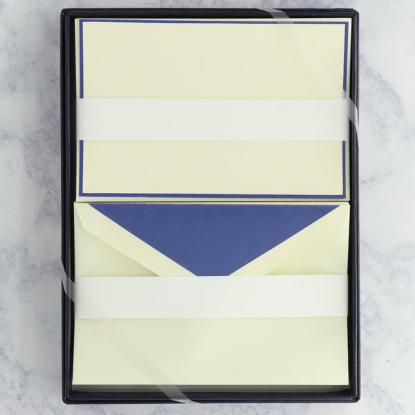 Regent Blue Bordered on Ecruwhite Boxed Cards (Set of 25)