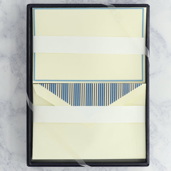 French Blue Border on Ecruwhite Boxed Cards (Set of 25)