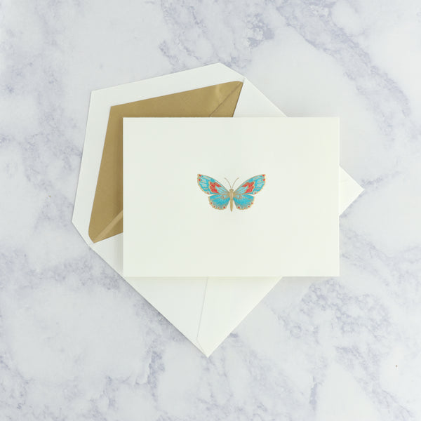 Engraved Butterfly on Pearl White Boxed Notes (Set of 25)