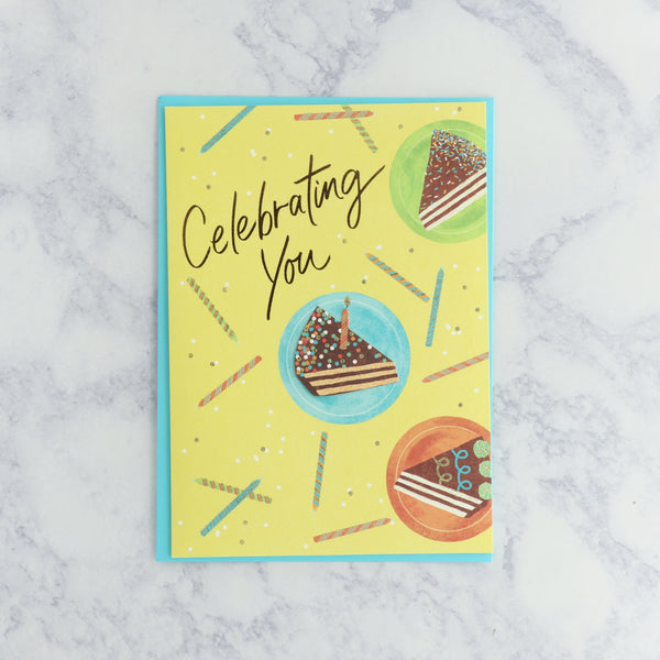 Slice With Candles "Celebrating You" Birthday Card