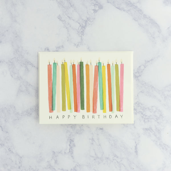 Illustrated Colorful Candles Birthday Card