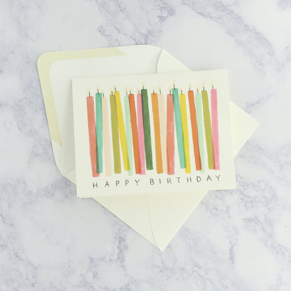 Illustrated Colorful Candles Birthday Card