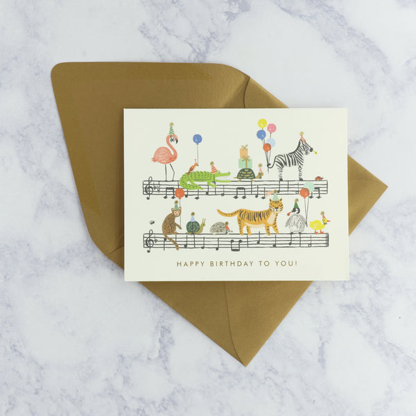 Illustrated Festive Animals Birthday Card