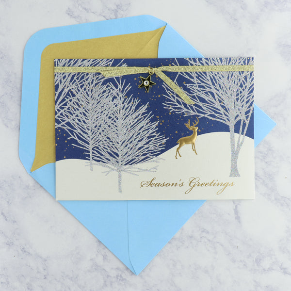 Glittered Magical Outdoor Scene Holiday Card