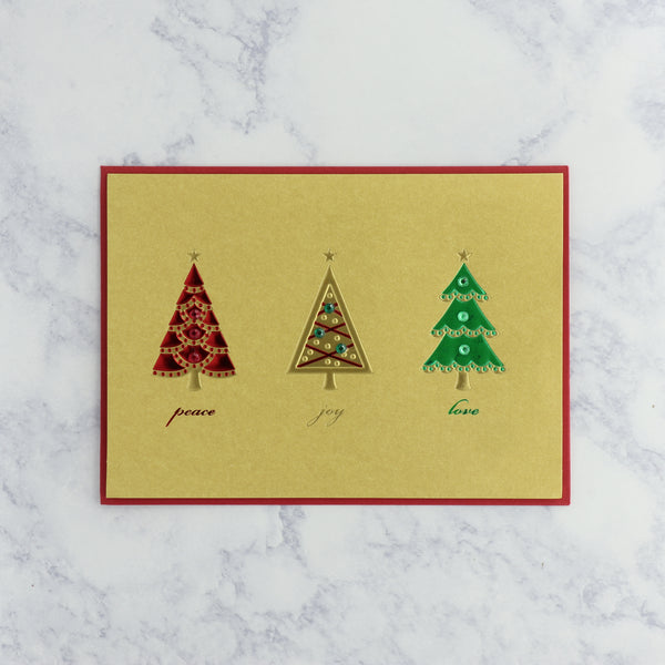 Embossed Tree Trio Christmas Card