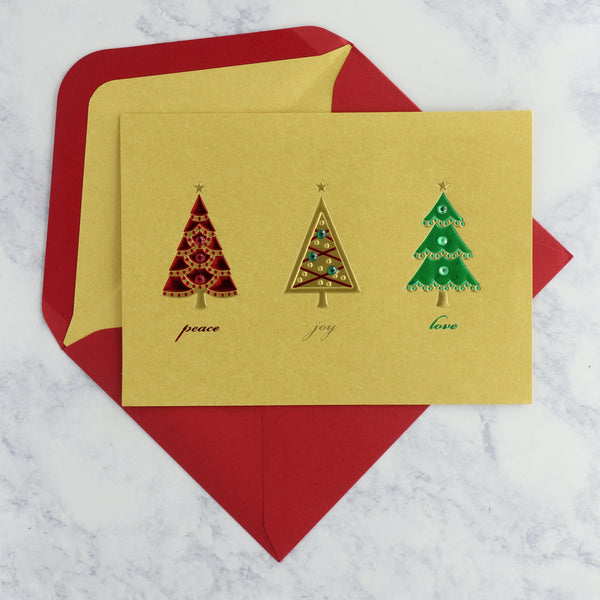 Embossed Tree Trio Christmas Card