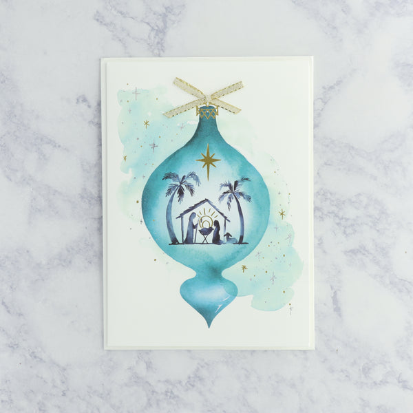 Nativity Scene Ornament Religious Christmas Card