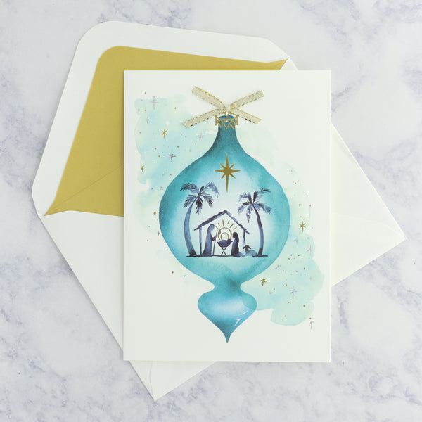 Nativity Scene Ornament Religious Christmas Card