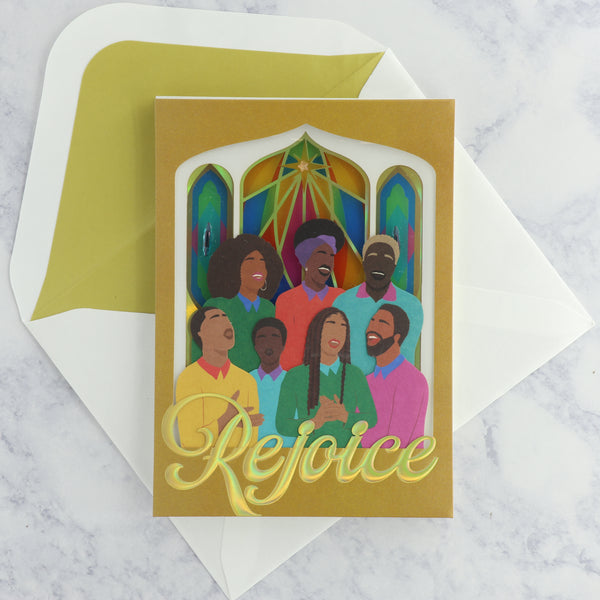Shadowbox Rejoice Choir Religious Christmas Card