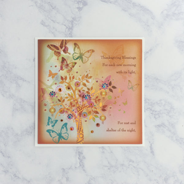 Tree With Butterflies Thanksgiving Card