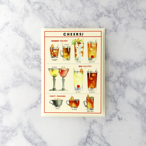 Illustrated Cocktails "Cheers!" Friendship Card