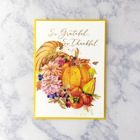 Illustrated Cornucopia Thanksgiving Card