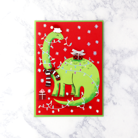 Illustrated Dinosaur Christmas Card