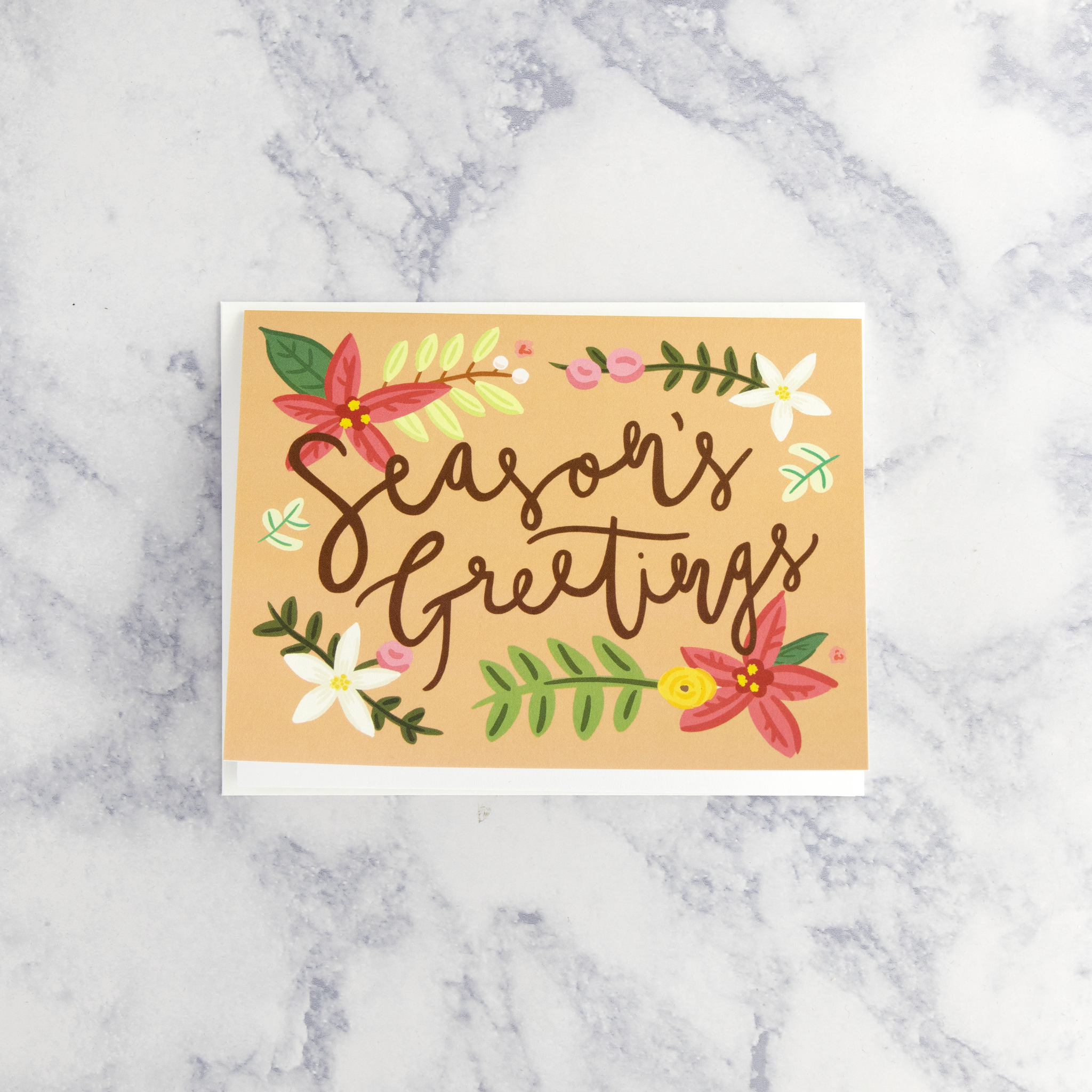 Illustrated Floral "Season's Greetings" Holiday Card