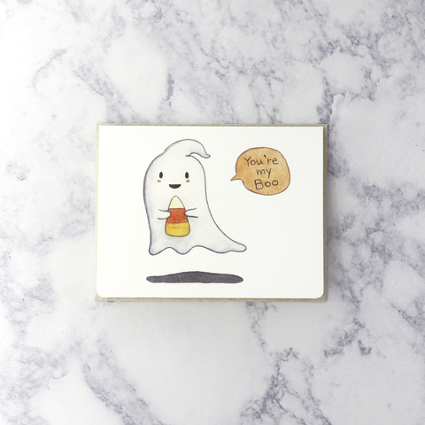 Illustrated Ghost "My Boo" Halloween Card