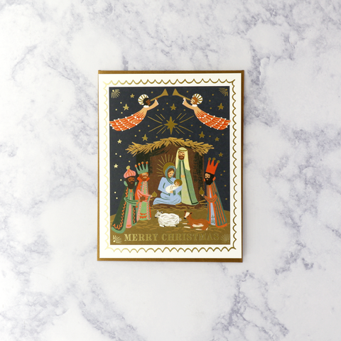 Illustrated Nativity Religious Christmas Card