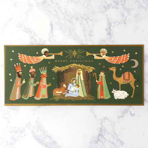 Illustrated Nativity Scene Money Enclosure Religious Christmas Card