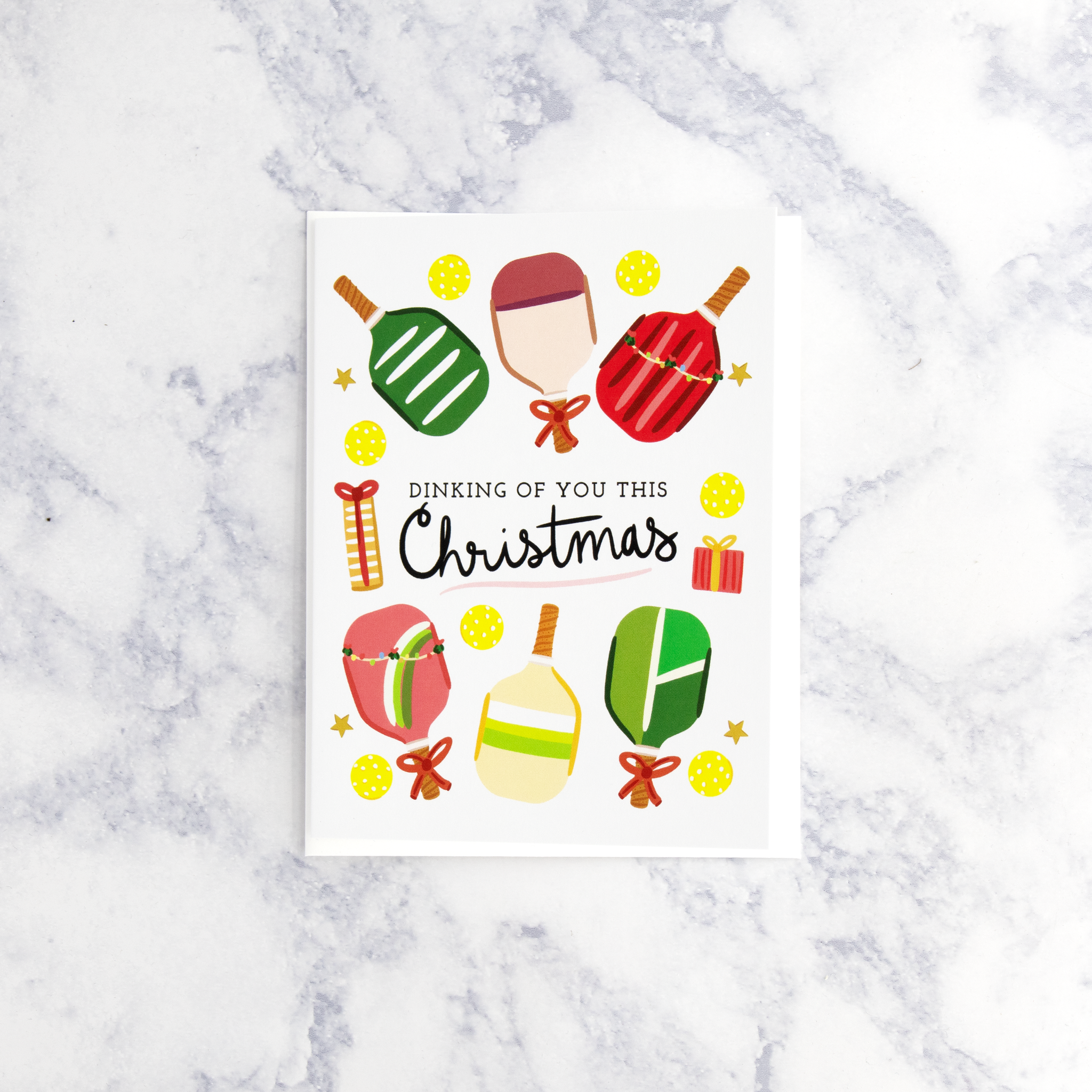 Illustrated Pickleball Christmas Card