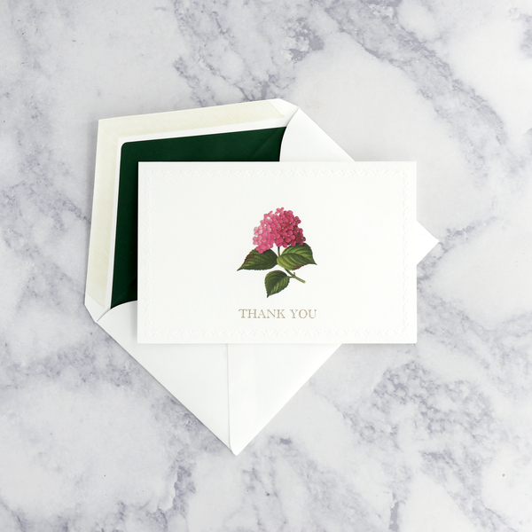 Illustrated Pink Hydrangea Thank You Boxed Notes (Set of 10)